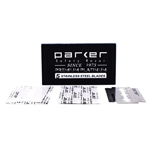 Parker 100?Count Double Edge Safety Razor Blades ? Premium Platinum?Tungsten?Chromium Coated Stainless Steel for Smooth, Long?Lasting Shaves ? Fits All DE Razors