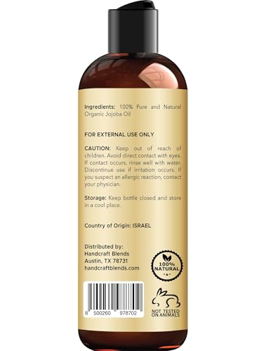 Handcraft Blends Organic Jojoba Oil 8 Fl Oz | Cold-Pressed