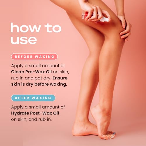 Clean & Hydrate At Home Waxing Kit Oils ? Pre Wax Cleanser Preps & Protects Skin ? Post Body & Facial Wax Oil Soothes, Reduces Redness, Removes Residue ? Make Hair Removal Easy by KoluaWax, 3 Oz. Each