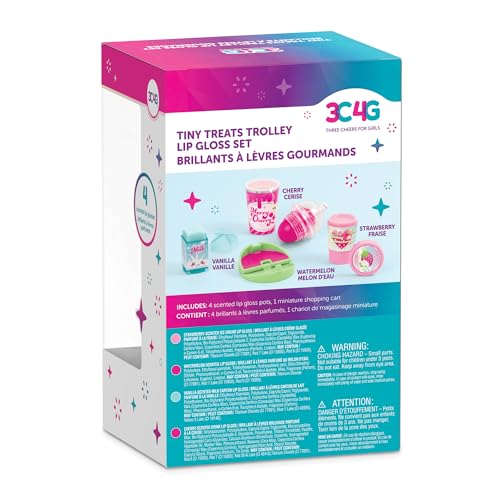 3C4G: Tiny Treats Trolley Lip Gloss Set with Scented Lip Glosses & Rolling Mini Shopping Cart for Girls Ages 8+