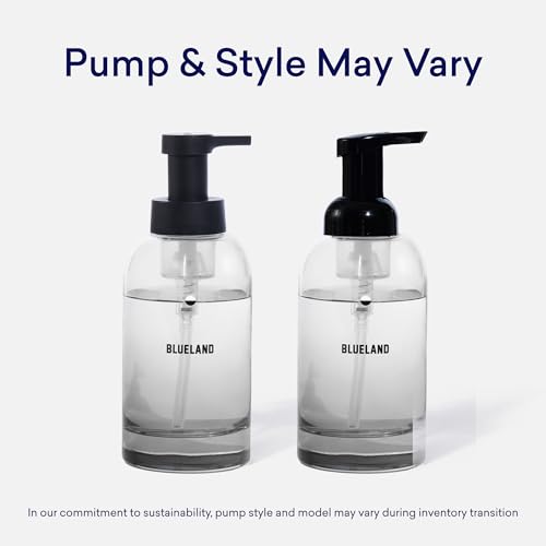 BLUELAND Hand Soap Starter Set, 1 Refillable Glass Foaming Hand Soap Dispenser in Slate with 4 Refill Tablets, Variety Scents, 4 x 9 Fl oz