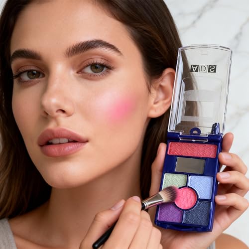 Retro Flip Phone Makeup Kit - 5 Eyeshadows, 5 Lipsticks & Blush