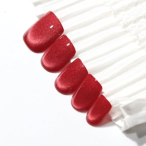 Red Cat Eye Press On Nails Short Square 30pc Set