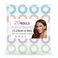 20 Rolls Lash Tape for Eyelash Extensions, Adhesive Micropore Fabric Eyelash Tape for Lift/Make up - 9m/10 Yard Each Roll (Purple, Pink, Green,Blue,White)
