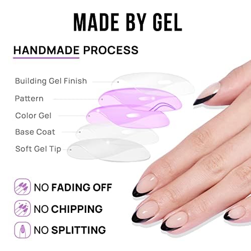 BTArtbox Halloween French Tip Almond Press On Nails Kit - Black A1