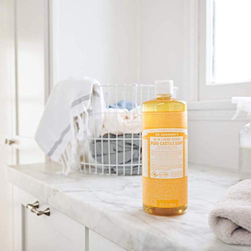 Dr. Bronner's - Pure-Castile Liquid Soap (Citrus, 32 ounce) - Made with Organic Oils, 18-in-1 Uses: Face, Body, Hair, Laundry, Pets and Dishes, Concentrated, Vegan, Non-GMO