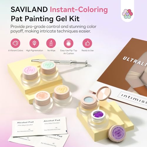 SAVILAND Colorful 9pcs Patting Gel Nail Polish Kit with 100 Sponges - Ombre & Art