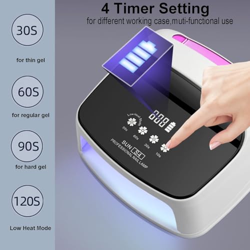 Cordless Rechargeable Nail Lamp, Professional UV LED Nail Dryer for Gel Nails, 15600mAh Nail Light with Touch Screen, Fast Nail Curing Lamp for Acrylic & Gel Polish, UV Lights for Nails