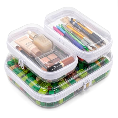 CarryEpic White Hard Shell Zipper Cases Set (3 Pack) - Compact Storage Pouches