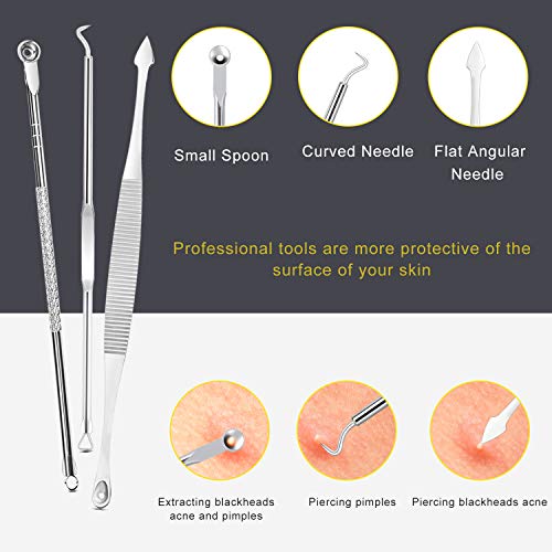 Blackhead Remover Tool Kit - 10 Pc Pimple Popper Set with Metal Case