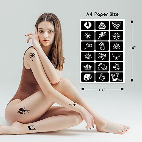 Henna Tattoo Stencils 16 Sheets 350+ Patterns Reusable