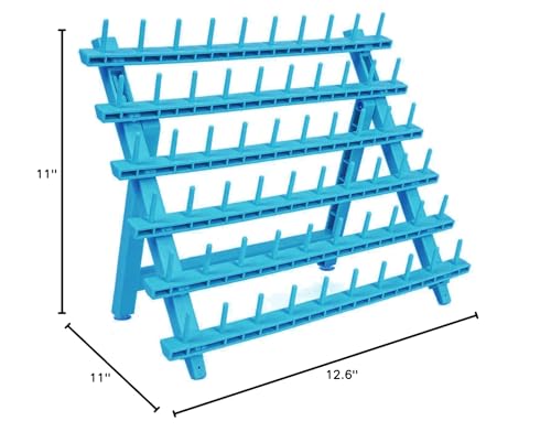 Foldable 60 Spool Braiding Hair Rack - Turquoise