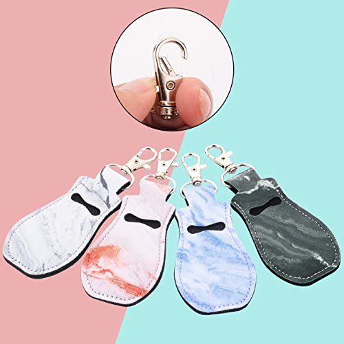 Neoprene Lip Balm Holder Keychain Clip - 4 Pack Marble