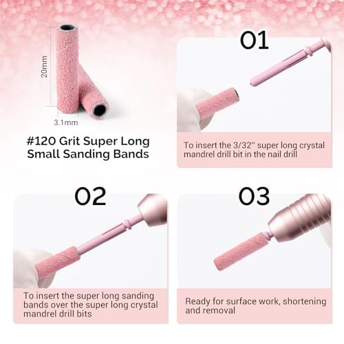 MelodySusie 50 Pcs 3.1MM Super Long Small Sanding Bands Set - 120 Grit