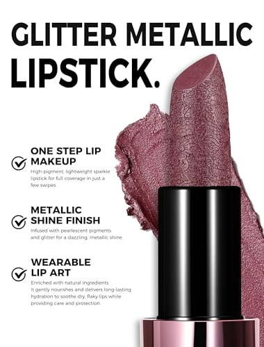 Anglicolor Metallic Plum Lipstick with 3D Shimmer & Moisture