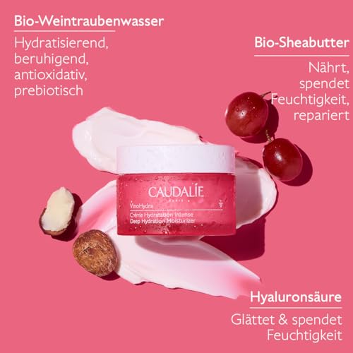 Caudalie VinoHydra Deep Hydration Moisturizer with Hyaluronic Acid, Shea Butter, and Grape Water, to Intensely Hydrate, Nourish, and Soothe