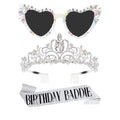 Birthday Baddie Glasses Set with Tiara & Sash - 3 Pc