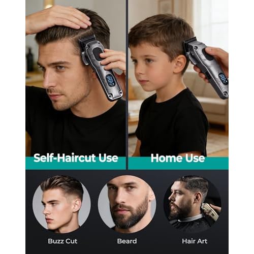 Hair Clippers for Men Professional, Cordless & Corded Barber Clippers for Hair Cutting with Package Case, Electric Grooming Kit for Home & Barber Use, LED Battery Display, Birthday Gift for Men