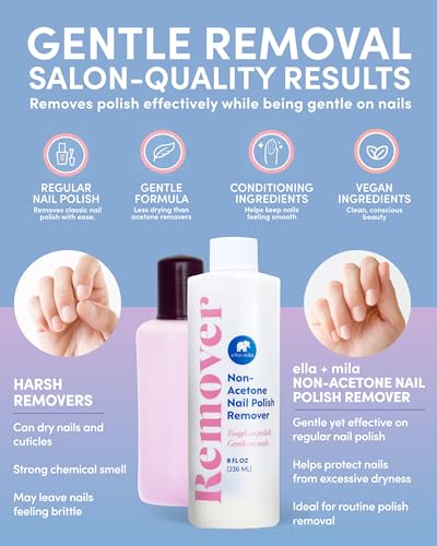 ella+mila Non-Acetone Conditioning Nail Polish Remover - Vegan, 8 fl oz