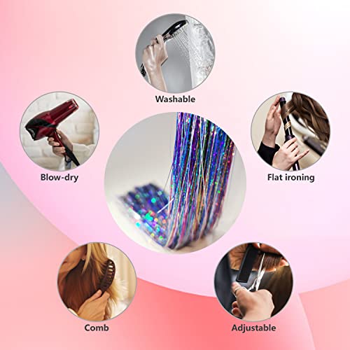 Hair Tinsel Kit 12 Colors 2400 Strands with Tools