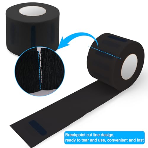 NICEMOVIC 5 Rolls Disposable Barber Paper Neck Strips Barber Accessories, Professional Barber Supplies Stretchy Paper Neck Strips for Salon Haircut Styling-Black