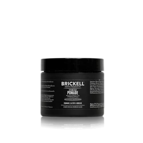 Brickell Men's Products Hair Styling Clay Pomade For Men, Natural & Organic with Strong Hold & Matte Finish, Product for Modern Hairstyles, 2 Ounces, Scented