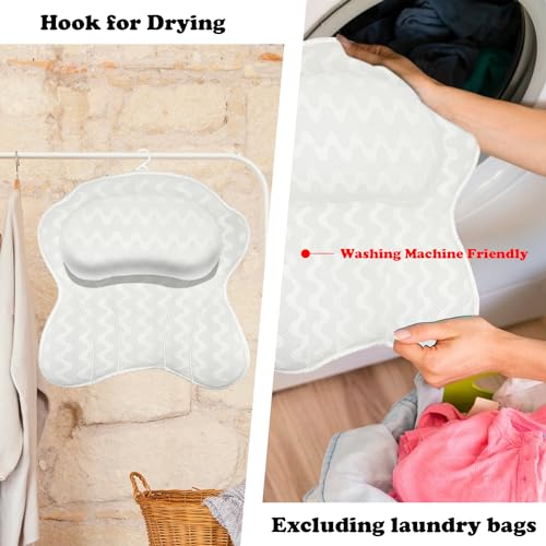 Bath Pillow Spa Bathtub Ergonomic for Tub, Neck, Head, Shoulder Pillows Support Cushion Headrest,Strong Grip Suction Cups Soaking and Luxury Soft 4D Mesh