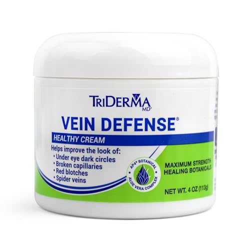 TriDerma Vein Defense Healthy Cream, Helps Improve the look of Spider Veins, Broken Capillaries, Red Blotches and Under Eye Dark Circles 4 oz