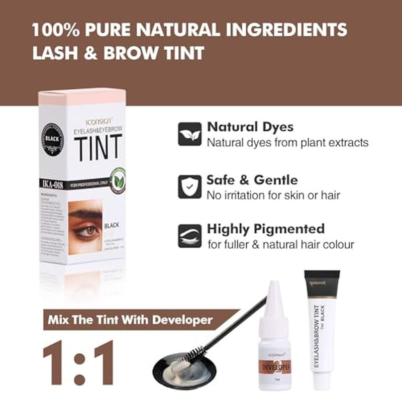 Lash Color Kit, Professional Color for Fuller, Thicker Lashes and Brows, Instant Eyelash & Eyebrow Color Kit, Lasts 4-6 Weeks, Safe & Easy DIY for Salon-Quality Results at Home (Black)
