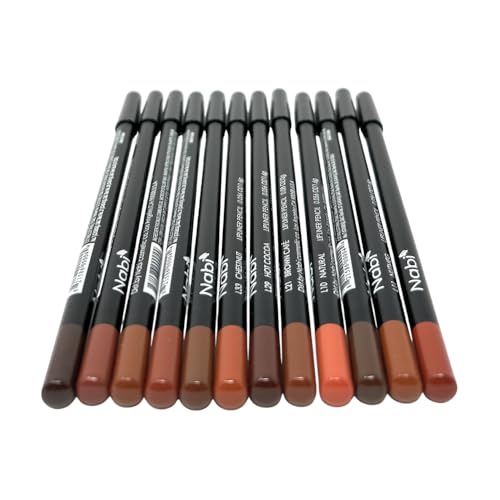 12-Color Wooden Lip Liner Pencil Set, Long-Lasting