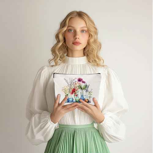 Science Teacher Gifts Floral Makeup Bag Chemistry Gifts Cosmetic Bag for Christmas Thanksgiving Birthday Appreciation Friendship Gifts Science Gifts for Women Friend Sister Coworker Toiletry Bag