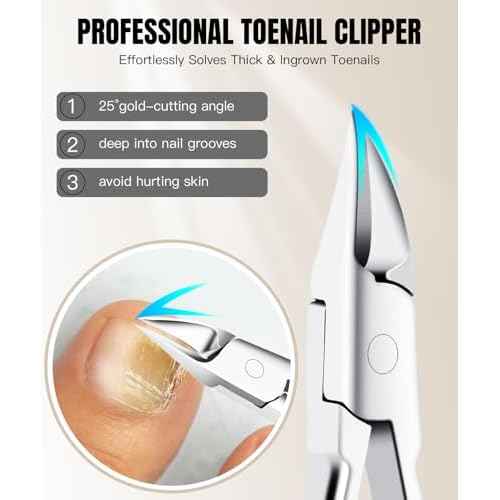 Toenail Clippers for Thick Nails - Ingrown Toenail Removal Kit - 12Pcs Podiatrist Grade Toe Nail Clippers for Seniors Men Women - Professional Home Pedicure Tools for Feet