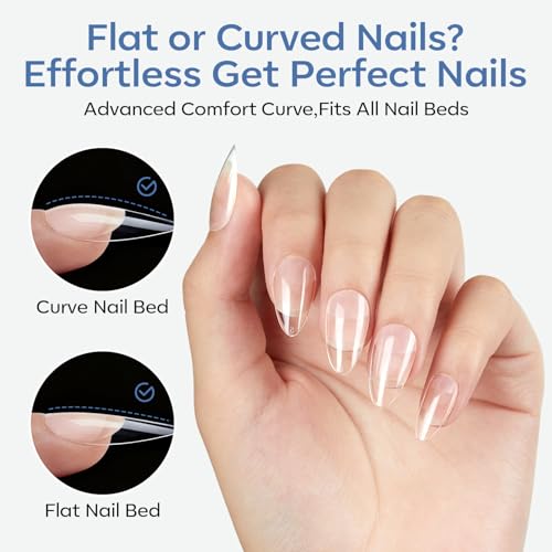 Modelones Short Almond Nail Tips 360pcs Clear Half-Matte