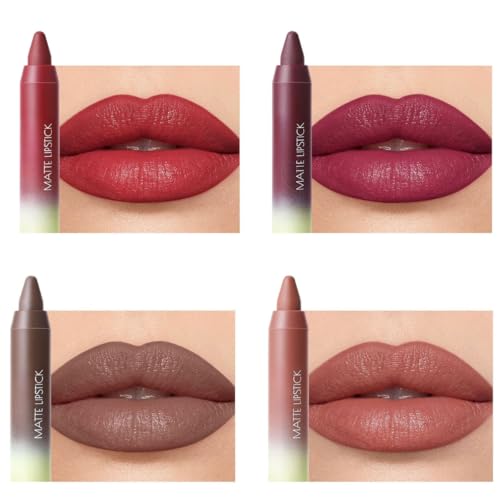 2-in-1 Matte Lipstick & Lip Liner Set - 4pc Waterproof