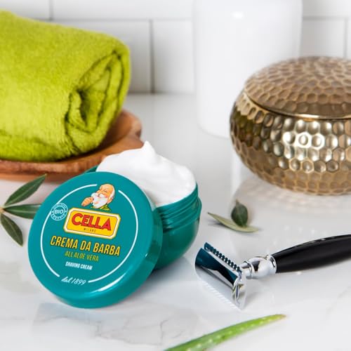 Cella Milano Aloe Vera Shaving Cream Soap, 150?g ? Dense, Luxurious Lather with Razor-Glide Protection, Made in Italy Since 1899¡±
