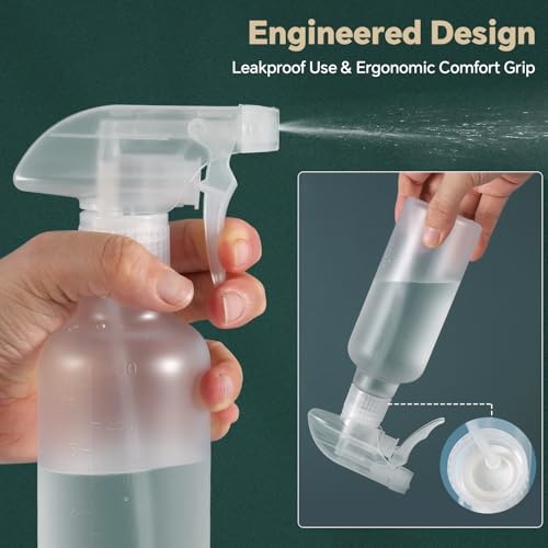 TTTred Frosted Clear 2 Pack 10oz Spray Bottles with Adjustable Nozzle