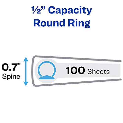 Avery Economy View 3 Ring Binders, 0.5" Round Rings, 12 White Binders (05706)