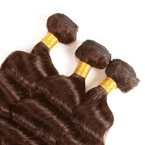 #4 Brown Deep Wave Hair Bundles - 30 Inch Brazilian Virgin Human Hair - FuivJuix, 3 Pack