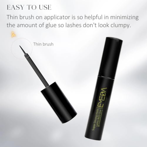 EMEDA Black Latex-Free Eyelash Adhesive - Strong Hold Waterproof 24H, 0.17 fl oz, Variation: EMD-US-Glue Black-DM