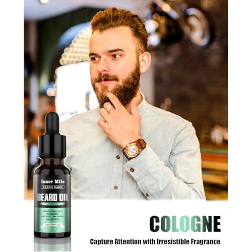 ISNER MILE Beard Oil Kit Stocking Stuffers: Gifts for Men Him Dad Boyfriend, Mustaches Conditioner - Soften - Strength with Sandalwood, Bay Rum, Vanilla, Cologne, Unscented, Beard Grooming and Care
