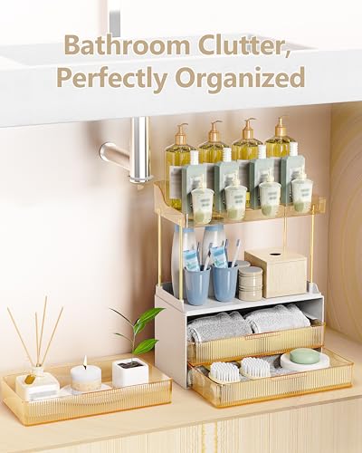 Anylady Makeup Organizer 5-Tier Drawer Storage Gold
