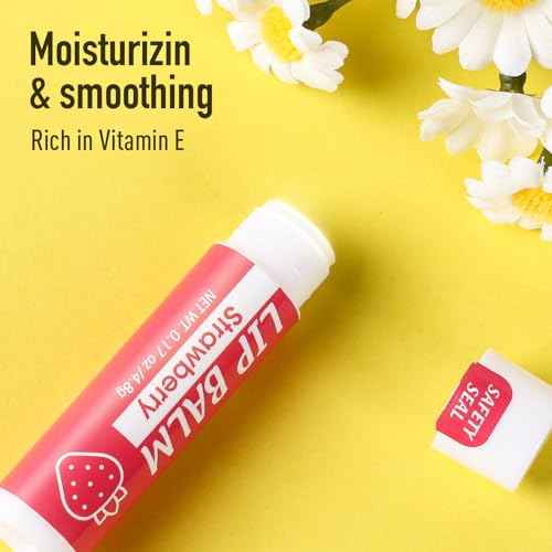 16 Pack Lip Balm, Natural Lip Balm Bulk with Vitamin E and Coconut Oil, Moisturizing Lip Balms for Dry Cracked Lips, Lip Balms for Stocking Stuffers - 8 Flavors