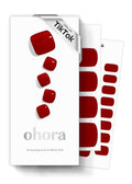 ohora Semi Cured Gel Pedicure Strips - Solid Red Nail Wraps (30 Pcs)