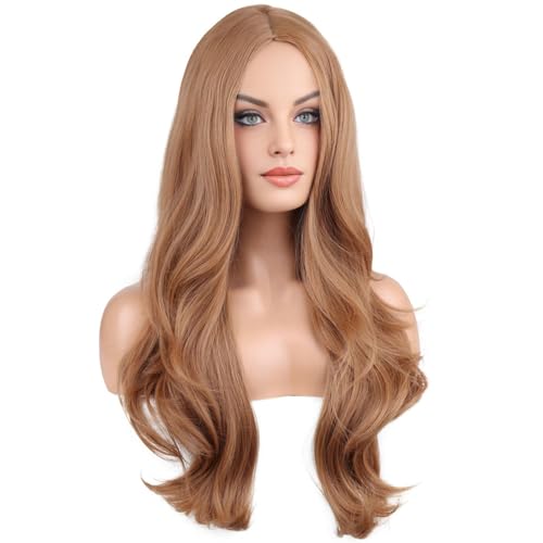 Brown Wavy Long Wig 26" Heat-Resistant Synthetic Hair