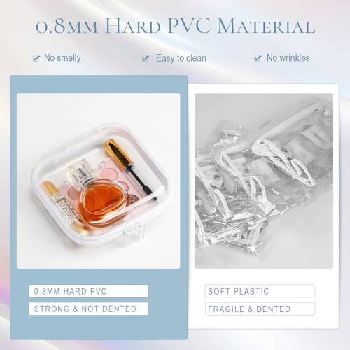 Sanwuta 6 Pack Clear Hard Zipper Cases - White, 5x5x2 Inch Storage Organizer