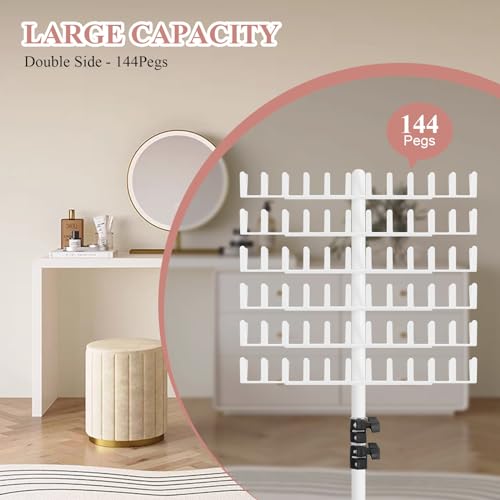 JANMPASK Braiding Hair Rack Height Adjustable 144 Pegs Braiding Rack Hair Extension Holder with Hair Braid Tools,Easy to Assemble