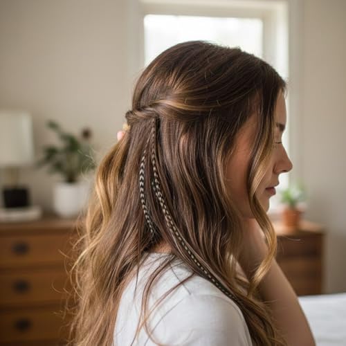 Feather Hair Extensions 5-7 Inches Grizzly Ginger Brown