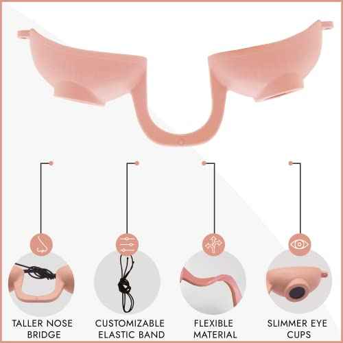 Super Sunnies EVO Flex UV Eye Protection FDA Compliant Eyeshields, Tanning Bed Goggles, Red Light Theraphy Glasses with Strap 1 Pack - Peach