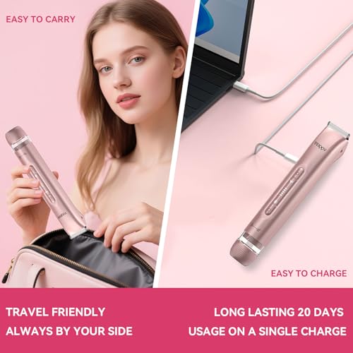 Bikini Trimmer for Women 2 IN 1 Electric Razors IPX7 Waterproof Wet & Dry Use Womens Electric Razor Dual Head Shaver for Bikini Underarm Leg Arm Body Face, Pink