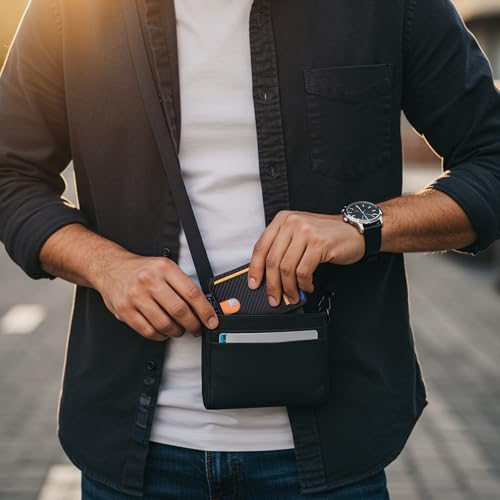 Slim RFID Blocking Leather Wallet for Men & Women - Carbon Fiber Black